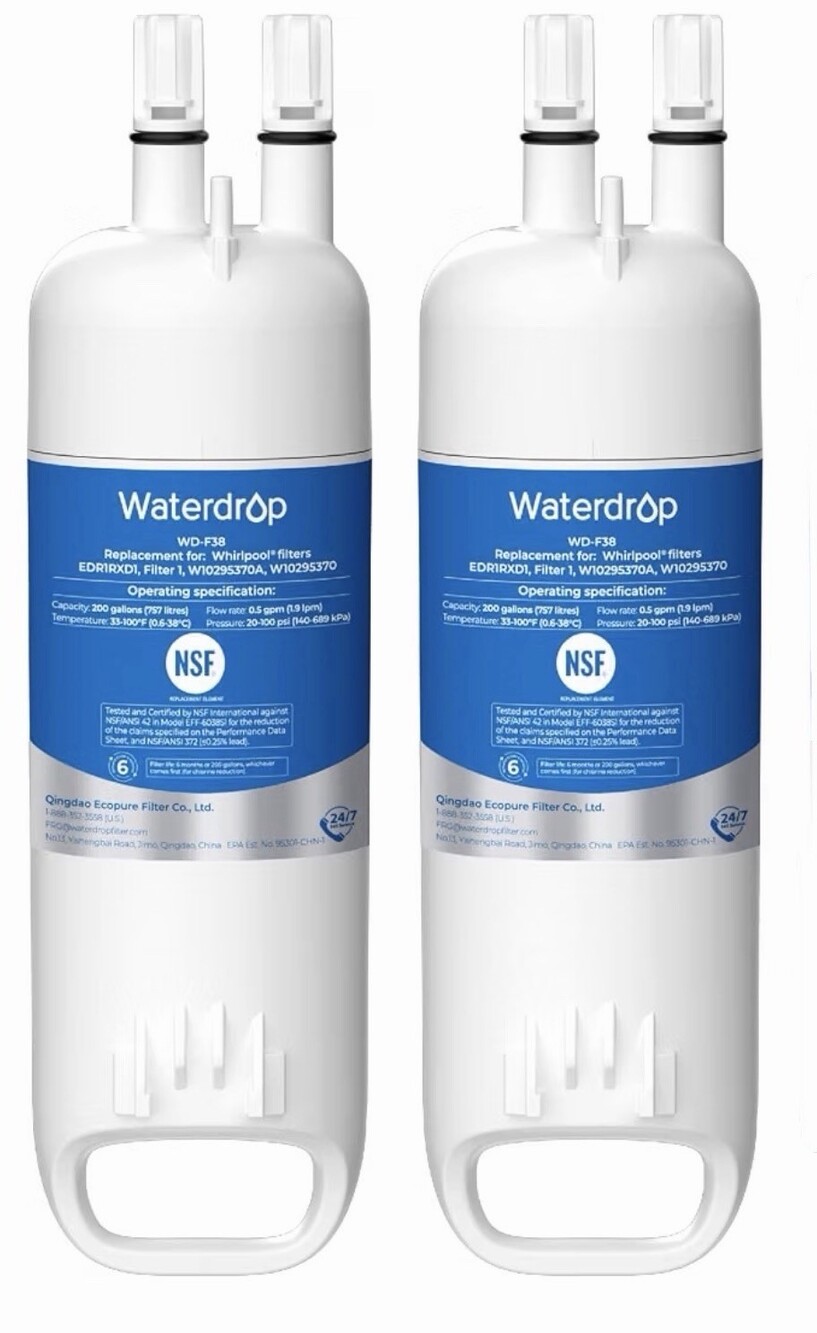 2-Pack WD-F38 Refrigerator Water Filter for Whirlpool EDR1RXD1 By Waterdrop